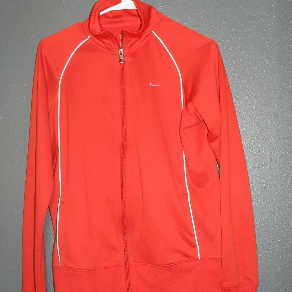 Nike Boys Bright Red And White Long Sleeve Sporty Zip Up Jacket Size Large